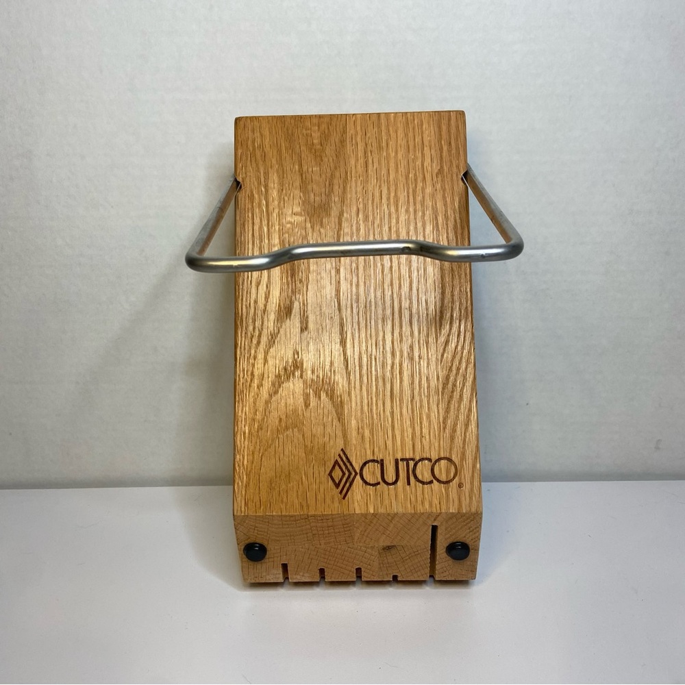 CUTCO 5 Slot Knife Block Space Saver Oak Wooden with Stand